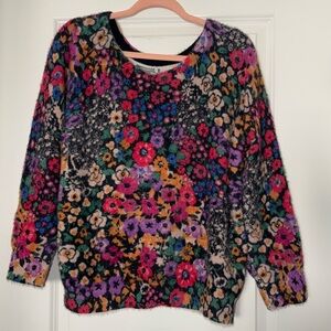 Anthropologie floral crew neck sweater size L worn once